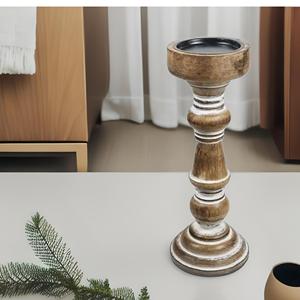 Soporte de vela de madera simple de suministro de fábrica en candelabros de acabado natural para decoración del hogar - Product Image 5