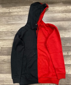 Sudaderas Unisex Extra Grandes Personalizadas de Invierno, Estilo Urbano, Mitad Negra Mitad Roja, Bordado 3D de Dos Tonos, Logotipo Personalizado, Fábrica Mayorista de Dos Colores - Product Image 3