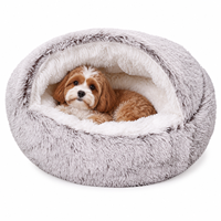 Lit pour chat convertible rond en peluche longue grise claire Yangyangpet