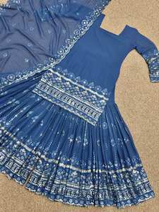 ชุดปาร์ตี้ดีไซน์เนอร์เสื้อสุดฮาราพร้อม Dupatta งานปักเลื่อมและงานแฟนซี - Product Image 2