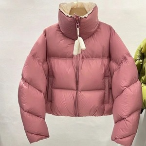 Women's Elegant Winter Puffer Jacket Cropped Stand Collar New Design Age-Reducing Color Blocking Breathable Printed Technics - Product Image 6