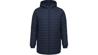 Veste matelassée en toile à capuche pour homme, hiver, longue, avec option logo sur le devant en laine/polyester, service OEM