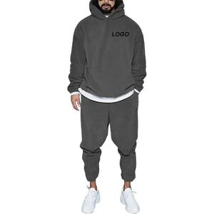 Ensemble de survêtement 100% coton pour homme avec sweat à capuche et bas de jogging pour l'entraînement d'hiver et les voyages - Product Image 1