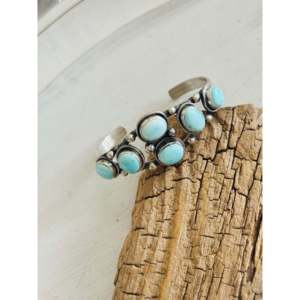 Bobby Johnson Kingman Fashion <b>Cuff</b> <b>Bracelet</b> Turquoise & Sterling <b>Silver</b> Cluster Design - Product Image 4