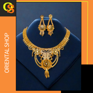 <b>Indian</b> Made <b>Necklace</b> Earrings <b>Set</b> with 22K Gold Plated Premium Designed Women Wear <b>Necklace</b> Earrings <b>Set</b> Jewelry - Product Image 2