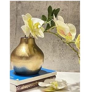 Floreros de hierro hechos a mano, diseño costero con forma de arpa y acabado dorado martillado para lujosas decoraciones de eventos de boda - Product Image 4