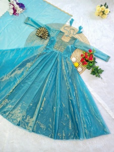 Tendance Georgette Seasonable Wear Dress avec Chic Ruffle Detailing kurta Designer Hand Work Gown With Cut Duppata - Product Image 3