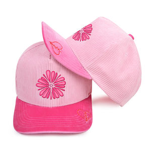 Factory custom high quality 3D puff embroidered Curved Brim satin <b>lined</b> Corduroy baseball cap - Product Image 3