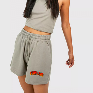 Short de Survêtement en Coton Polaire de Gymnastique Respirant Brodé avec Logo Personnalisé OEM pour Femmes, Haute Qualité, Décontracté en Vrac - Product Image 1