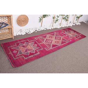 Tapis Vintage Turc Écologique Latex Support Bohème Rose et Orange Laine 9x12 Rectangle Patchwork Design pour Salle à Manger-Nouveau - Product Image 3