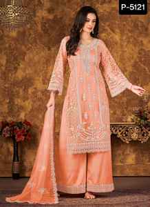 Nouveau Designer Broderie Lourde et Séquence Travail Mariage et Festival Porter Salwar Kameez Costume avec Net Dupatta avec Bordure en Dentelle - Product Image 2
