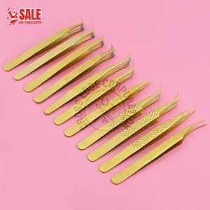 Pinza de Precisión con Punta de Fibra para Extensión de Pestañas, Curvada en 90 Grados, de Acero Inoxidable, para Aplicación de Pestañas con Volumen - Product Image 1