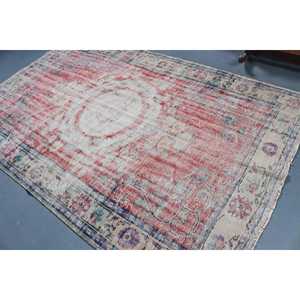 Grand tapis turc vintage 5,8x8,8 pieds, tapis camouflage rouge en laine - Product Image 4