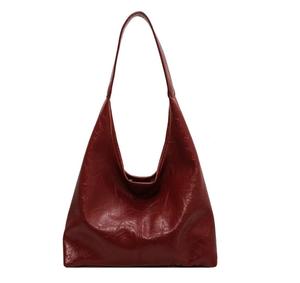 Look simple et chic sac Hobo en cuir véritable grand sac à main usage quotidien pour le travail de voyage bandoulière confortable - Product Image 1