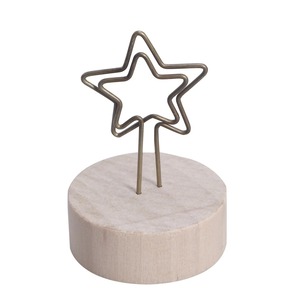 Wooden Base Star Design <b>Card</b> Holder Decorative Wire Note Photo Clip Stand for Events Tabletop Wedding or Office Display - Product Image 1