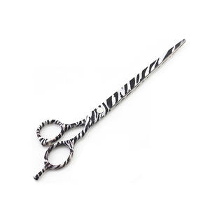 Tijeras de aseo para mascotas de acero inoxidable con revestimiento profesional de cebra, tijeras para cortar el pelo de animales con reposapiés ajustable - Product Image 2