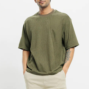T-shirt à manches doubles en coton surdimensionné pour hommes de haute qualité 100% coton Double couche en gros - Product Image 1