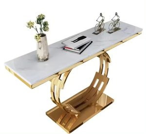 Muebles chapados en oro de calidad de lujo a bajo precio Mesa de consola en forma de rectángulo hecha de metal de alto grado para usos de decoración del hogar - Product Image 2