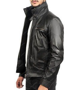 Venta al por mayor de chaqueta de cuero PU delgada personalizada para los hombres de estilo casual desgastado con soporte con cuello con capucha para el ciclismo de invierno - Product Image 4