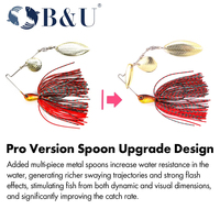 Leurre de pêche B&U JT56 Spinnerbait Multi Blade Willow Bass 3/8oz 1/2oz pour la pêche au brochet en eau douce