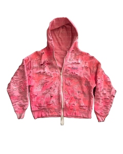 เสื้อฮู้ดดี้ผู้ชายสไตล์สตรีทแวร์ ผ้าคอตตอนผสม ทรงหลวม ซิปหน้า ดีไซน์ขาดๆ เหมาะสำหรับฤดูหนาว แฟชั่นลำลอง - Product Image 6