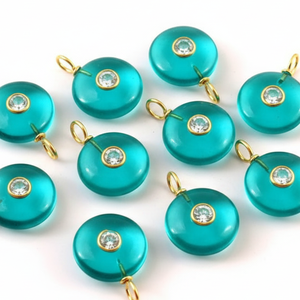 Pendentifs en quartz apatite AAA+ ronds incrustés, charmes en argent sterling 925, sertis en bézel, pendentifs en pierres précieuses de quartz, bijoux en vrac - Product Image 6