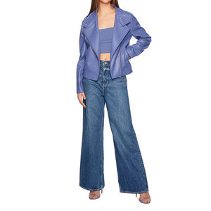 Veste d'hiver en cuir véritable à manches longues et fermeture éclair personnalisée pour femmes Vêtements de bureau souples en tissu Vestes pour femmes - Product Image 5