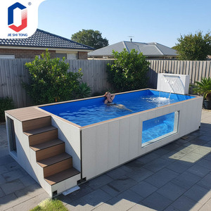 สระว่ายน้ำไฟเบอร์กลาสแบบปรับแต่งได้เหนือพื้นดิน พร้อมน้ำตกและที่นั่งพักผ่อนสุดหรู เหมาะสำหรับวิลล่าระดับพรีเมียมและโรงแรม ใช้ในเชิงพาณิชย์ - Product Image 1