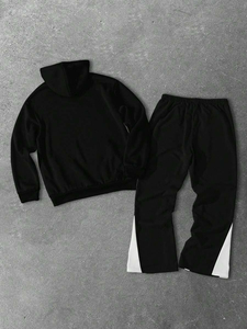 ชุดวอร์มสีดำแบบกำหนดเองชุดวิ่งแนวสตรีทแวร์กางเกงเปลวไฟแบบมีฮู้ดพิมพ์ลายหน้าจอแบบกำหนดเองดีไซน์ใหม่พร้อมตัวเลือกขนาดพิเศษ - Product Image 2