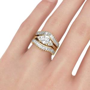 Juego de Anillos de Boda de 3 Piezas en Plata de Ley con Circonita Cúbica en Tono Dorado Jeulia - Product Image 4