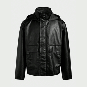 Chaqueta de Motero Retro Personalizada para Hombre, de Cuero Genuino de Piel de Becerro, Lavado Vintage, Corte Holgado, Cuello Solapa, para Otoño - Product Image 1