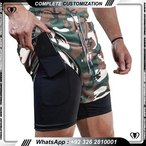 Customization Sport Fitness Jogging Running Workout Quick Dry Stretchy 2-in-1 Mesh Antibacterial Two <b>Layers</b> Gym Shorts for Men - Product Image 3