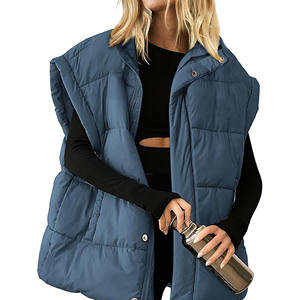 Chaleco acolchado de gran tamaño para mujer, chaleco de burbuja acolchado cálido y grueso 2025, abrigo de invierno acolchado sin mangas con cuello levantado, prendas de vestir de moda personalizadas - Product Image 2