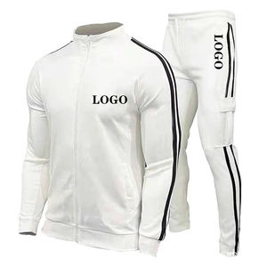 Conjunto de chándal de entrenamiento para hombre con logotipo personalizado, ropa deportiva informal sólida y a rayas - Product Image 4