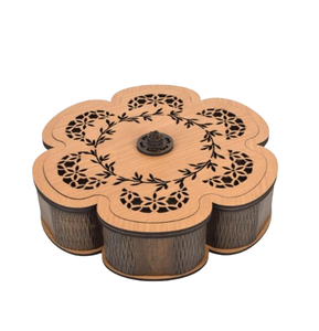 Boîte cadeau en bois de pin, boîte d'emballage pour fruits secs en bois de pin, boîte de rangement pour fruits secs en bois, plateau de service pour en-cas - Product Image 5