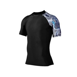 Protector de erupción de manga corta de tendencia para hombres con comodidad elástica ligera y protección solar para actividades de playa - Product Image 3