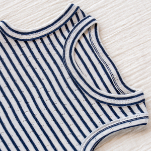 Mameluco sin Mangas Transpirable 100% Algodón Ecológico para Bebés Niños o Niñas de 0 a 24 Meses, de Alta Calidad con Rayas - Product Image 3