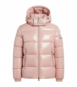 เสื้อแจ็คเก็ตพัฟเฟอร์ผ้าขนสัตว์สำหรับผู้ชาย สีชมพูอ่อน สไตล์ลำลอง แบบมีซิป ย้อมสีพื้น เรียบง่าย น้ำหนักเบา มีฮู้ด เป็นมิตรกับสิ่งแวดล้อม อุ่นสบายสำหรับฤดูหนาว - Product Image 1