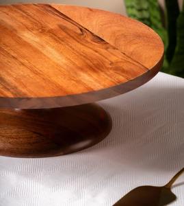 Soporte Moderno de Madera para Tartas, Base de Cúpula Lisa, Madera de Acacia Natural Hecha a Mano, Ecológico, Exhibidor de Postres para Fiestas y Hogar - Product Image 1