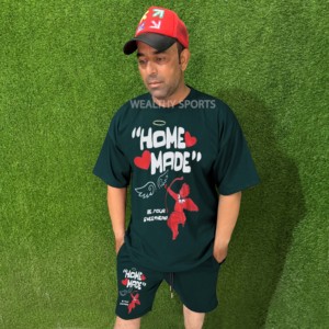 Ensembles décontractés grande taille pour hommes t-shirt à manches courtes personnalisé short à cordon séchage rapide hiver imprimé tissage tricoté vente en gros - Product Image 4