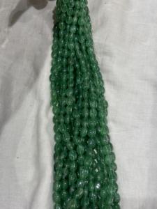 Cuentas Sueltas de Esmeralda Sintética de Forma Ovalada con Inclusiones, Cuarzo Cristal Verde Fresa, Cuentas Lisas para Joyería, 6x8mm - Product Image 3