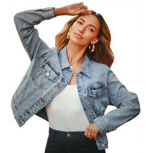 Chaqueta Vaquera Corta Estilo Vintage para Mujer, Color Azul Claro, con Decoración de Botones y Técnica de Lavado, para Primavera y Otoño - Product Image 4