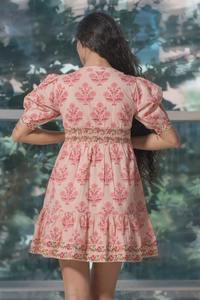 Robe d'été décontractée Boho indienne pour femmes bloc à la main coton imprimé fleuri tissé cadeau personnalisé écologique en vente - Product Image 4