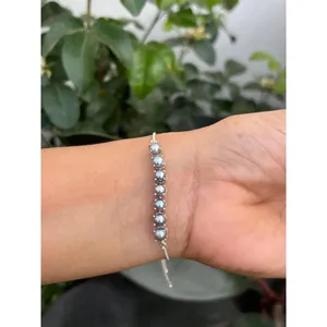 Pulsera de Perlas de Tahití Chapada en Oro de 14K, Platino y Rodio, Cadena de Plata 925, Corte Princesa, Patrón Floral, Oro Rosa, Religiosa - Product Image 5