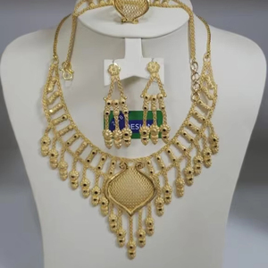 Juego de Joyería Chapada en Oro de 24K de Inspiración India y Africana, Estilo Vintage, Comoras Mayotte, Aretes de Cobre con Diamantes Americanos, Mejor Compra 2024 - Product Image 1