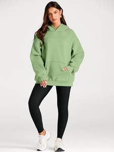 Women's Heavyweight 100% Cotton Oversized <b>Hoodie</b> Custom Pullover with Drop Shoulder Lined Design Long Length Hooded Collar - Product Image 5