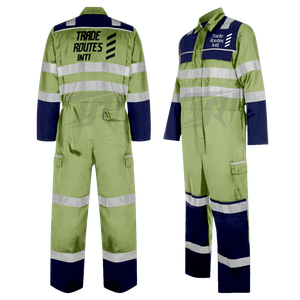 Ensemble de sécurité réfléchissant en polyester haute visibilité salopette boutonnée à col rond de haute qualité pour vêtements de travail des travailleurs de la construction - Product Image 5