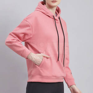 เสื้อฮู้ดของผู้หญิงผ้าคอตตอน100% แห้งเร็วระบายอากาศได้ดีปกเสื้อมีฮู้ดด้านหน้าโลโก้ฤดูหนาวซับในดีไซน์ราคาถูก - Product Image 3