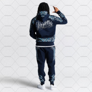 Ensemble survêtement homme à capuche, manches courtes, fermeture éclair, hiver, 2 pièces, léger, 100% coton - Product Image 2