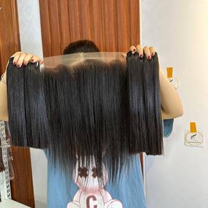Paquetes de cabello humano doble dibujado vietnamita crudo Extensiones de cabello liso de hueso La cutícula Virgen sin procesar Alighed Se puede teñir - Product Image 3